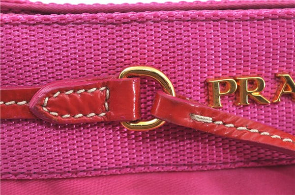 Authentic PRADA Nylon Enamel Shoulder Clutch Bag Purse Pink Junk J6361