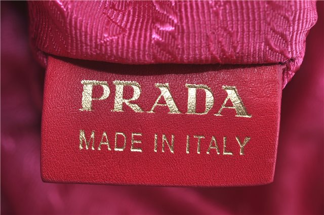 Authentic PRADA Nylon Enamel Shoulder Clutch Bag Purse Pink Junk J6361