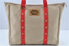 Authentic Louis Vuitton Antigua Cabas GM Tote Bag Ivory Red M40032 LV J6394
