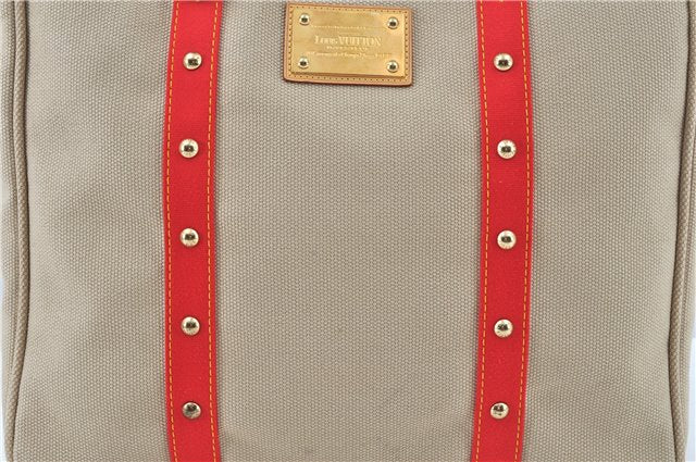 Authentic Louis Vuitton Antigua Cabas GM Tote Bag Ivory Red M40032 LV J6394