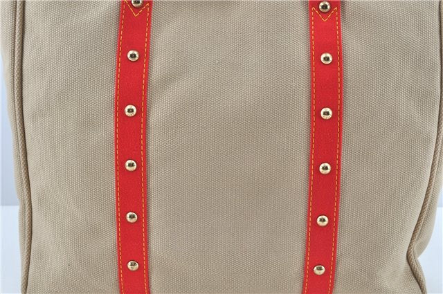 Authentic Louis Vuitton Antigua Cabas GM Tote Bag Ivory Red M40032 LV J6394
