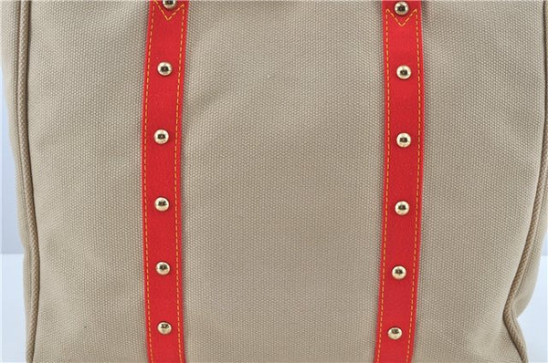 Authentic Louis Vuitton Antigua Cabas GM Tote Bag Ivory Red M40032 LV J6394
