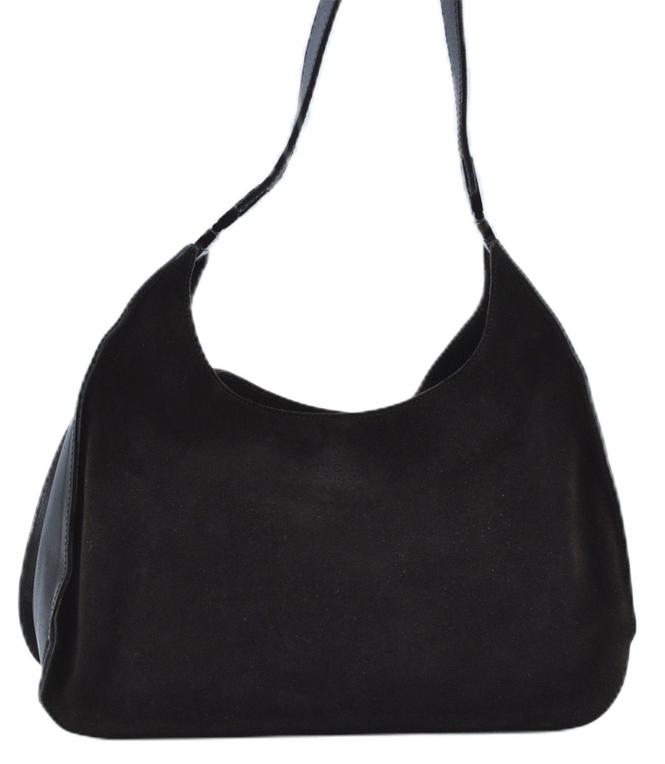 Authentic GUCCI Shoulder Hand Bag Purse Suede Leather 0013767 Dark Brown J6406