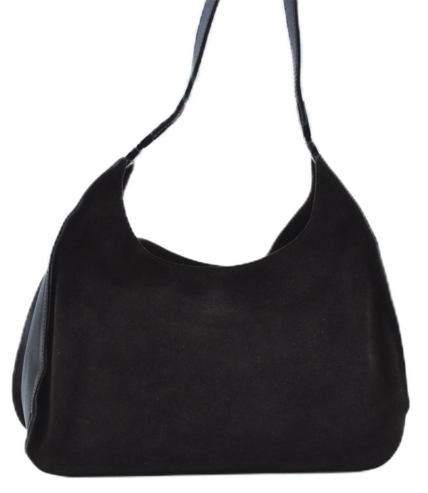 Authentic GUCCI Shoulder Hand Bag Purse Suede Leather 0013767 Dark Brown J6406