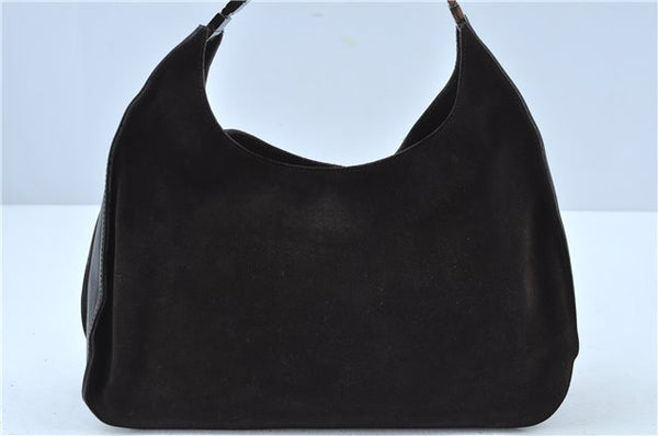 Authentic GUCCI Shoulder Hand Bag Purse Suede Leather 0013767 Dark Brown J6406