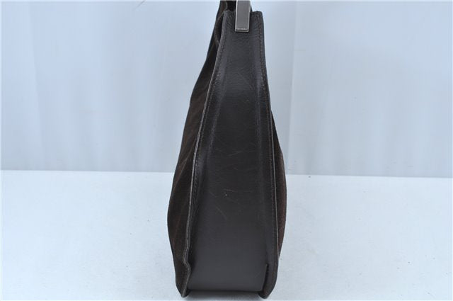 Authentic GUCCI Shoulder Hand Bag Purse Suede Leather 0013767 Dark Brown J6406