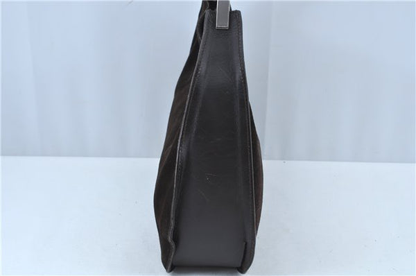 Authentic GUCCI Shoulder Hand Bag Purse Suede Leather 0013767 Dark Brown J6406