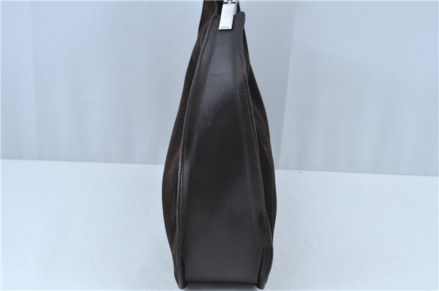 Authentic GUCCI Shoulder Hand Bag Purse Suede Leather 0013767 Dark Brown J6406
