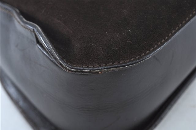 Authentic GUCCI Shoulder Hand Bag Purse Suede Leather 0013767 Dark Brown J6406