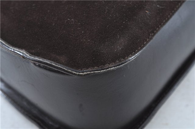 Authentic GUCCI Shoulder Hand Bag Purse Suede Leather 0013767 Dark Brown J6406