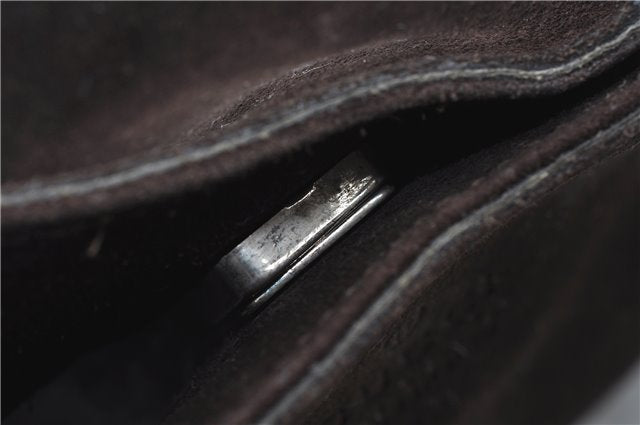 Authentic GUCCI Shoulder Hand Bag Purse Suede Leather 0013767 Dark Brown J6406