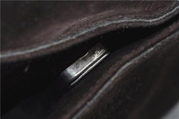 Authentic GUCCI Shoulder Hand Bag Purse Suede Leather 0013767 Dark Brown J6406