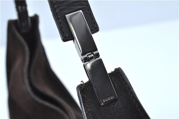 Authentic GUCCI Shoulder Hand Bag Purse Suede Leather 0013767 Dark Brown J6406