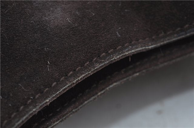 Authentic GUCCI Shoulder Hand Bag Purse Suede Leather 0013767 Dark Brown J6406