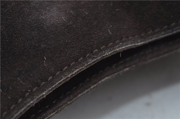 Authentic GUCCI Shoulder Hand Bag Purse Suede Leather 0013767 Dark Brown J6406