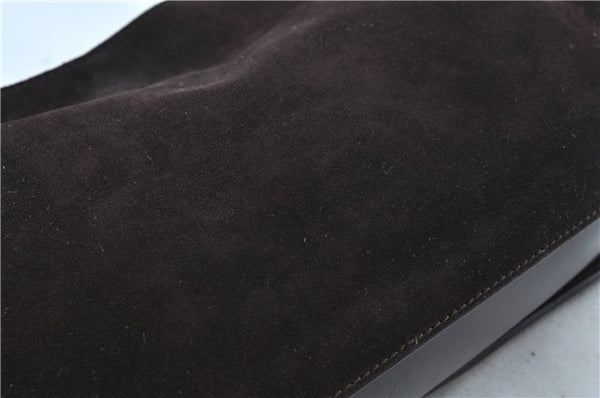 Authentic GUCCI Shoulder Hand Bag Purse Suede Leather 0013767 Dark Brown J6406