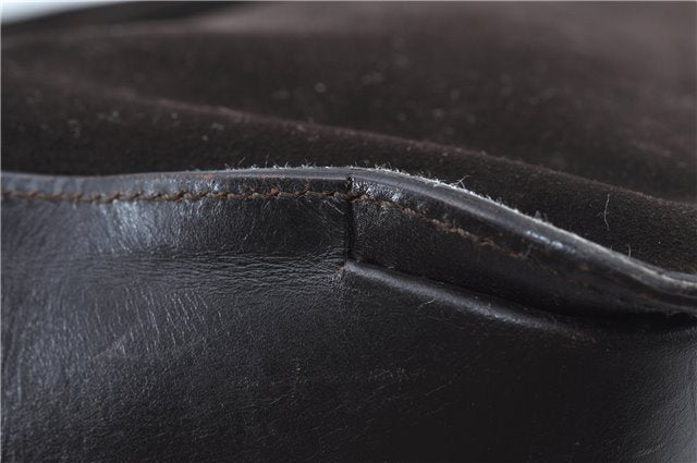 Authentic GUCCI Shoulder Hand Bag Purse Suede Leather 0013767 Dark Brown J6406