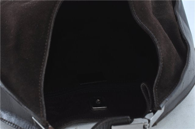 Authentic GUCCI Shoulder Hand Bag Purse Suede Leather 0013767 Dark Brown J6406