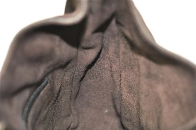 Authentic GUCCI Shoulder Hand Bag Purse Suede Leather 0013767 Dark Brown J6406