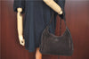 Authentic GUCCI Shoulder Hand Bag Purse Suede Leather 0013767 Dark Brown J6406