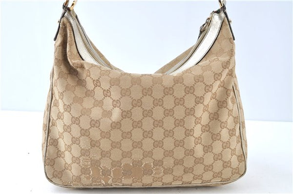 Authentic GUCCI Abbey Shoulder Hand Bag GG Canvas Leather 153025 Beige J6410