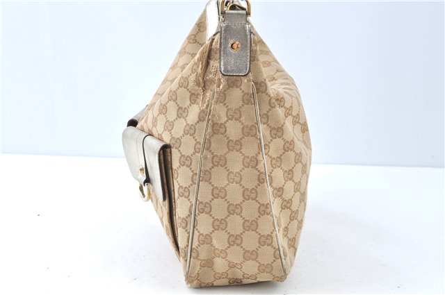 Authentic GUCCI Abbey Shoulder Hand Bag GG Canvas Leather 153025 Beige J6410