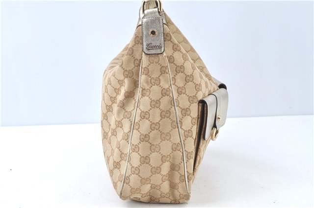 Authentic GUCCI Abbey Shoulder Hand Bag GG Canvas Leather 153025 Beige J6410
