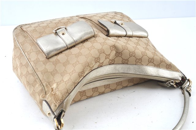 Authentic GUCCI Abbey Shoulder Hand Bag GG Canvas Leather 153025 Beige J6410