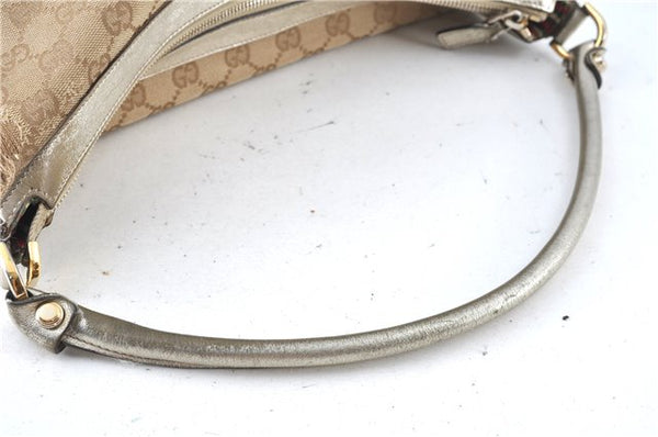 Authentic GUCCI Abbey Shoulder Hand Bag GG Canvas Leather 153025 Beige J6410