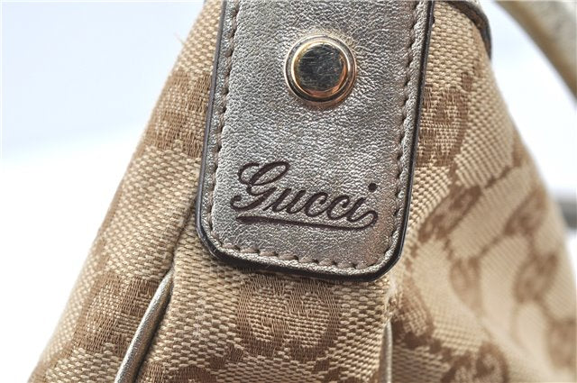 Authentic GUCCI Abbey Shoulder Hand Bag GG Canvas Leather 153025 Beige J6410
