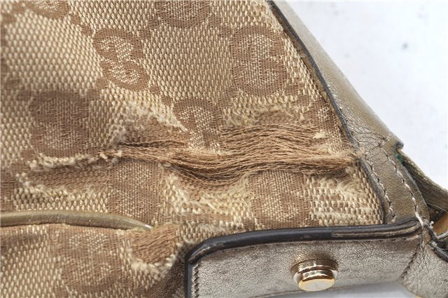 Authentic GUCCI Abbey Shoulder Hand Bag GG Canvas Leather 153025 Beige J6410
