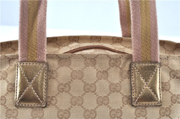 Auth GUCCI Sherry Line Shoulder Tote Bag GG Canvas Leather 131228 Beige J6414