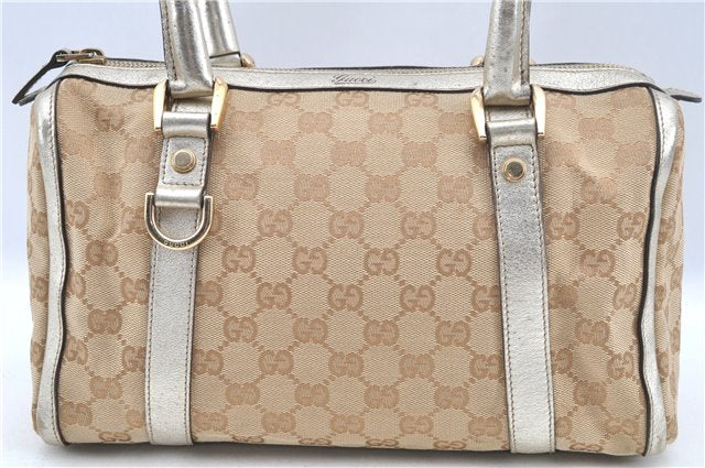 Authentic GUCCI Abbey Shoulder Hand Boston Bag GG Canvas Leather Beige J6416