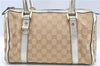 Authentic GUCCI Abbey Shoulder Hand Boston Bag GG Canvas Leather Beige J6416