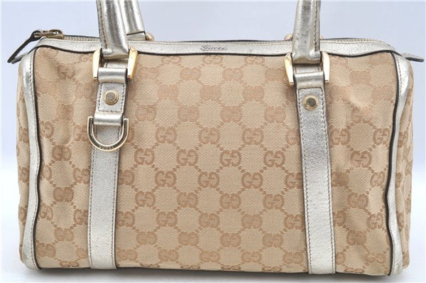 Authentic GUCCI Abbey Shoulder Hand Boston Bag GG Canvas Leather Beige J6416