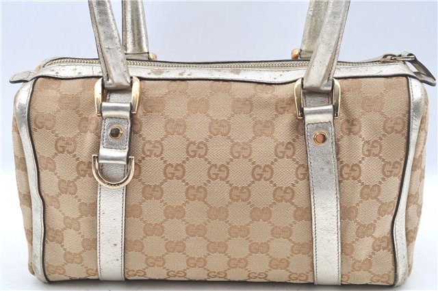 Authentic GUCCI Abbey Shoulder Hand Boston Bag GG Canvas Leather Beige J6416