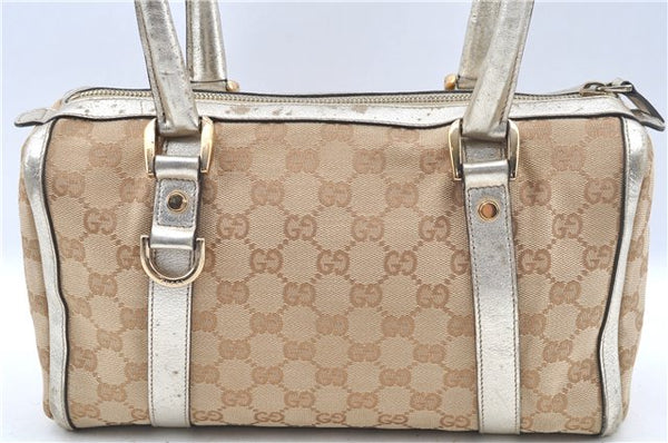 Authentic GUCCI Abbey Shoulder Hand Boston Bag GG Canvas Leather Beige J6416