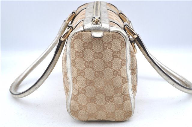 Authentic GUCCI Abbey Shoulder Hand Boston Bag GG Canvas Leather Beige J6416