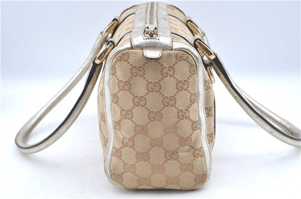 Authentic GUCCI Abbey Shoulder Hand Boston Bag GG Canvas Leather Beige J6416