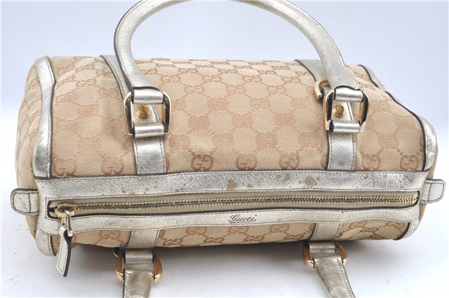 Authentic GUCCI Abbey Shoulder Hand Boston Bag GG Canvas Leather Beige J6416