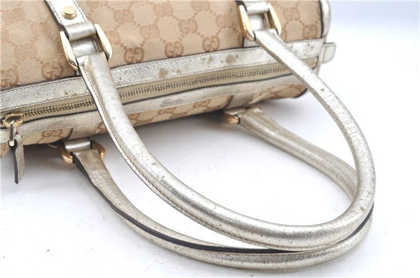 Authentic GUCCI Abbey Shoulder Hand Boston Bag GG Canvas Leather Beige J6416