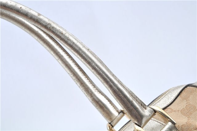 Authentic GUCCI Abbey Shoulder Hand Boston Bag GG Canvas Leather Beige J6416