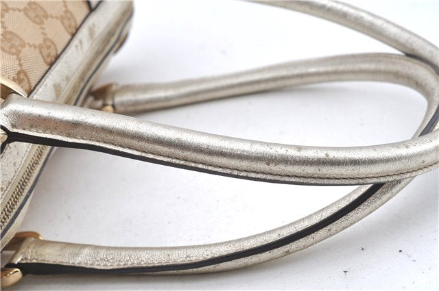 Authentic GUCCI Abbey Shoulder Hand Boston Bag GG Canvas Leather Beige J6416