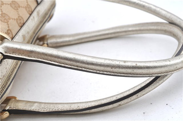 Authentic GUCCI Abbey Shoulder Hand Boston Bag GG Canvas Leather Beige J6416