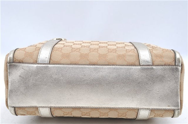 Authentic GUCCI Abbey Shoulder Hand Boston Bag GG Canvas Leather Beige J6416