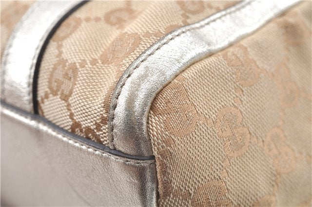 Authentic GUCCI Abbey Shoulder Hand Boston Bag GG Canvas Leather Beige J6416