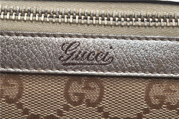 Authentic GUCCI Abbey Shoulder Hand Boston Bag GG Canvas Leather Beige J6416