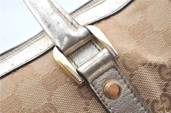 Authentic GUCCI Abbey Shoulder Hand Boston Bag GG Canvas Leather Beige J6416