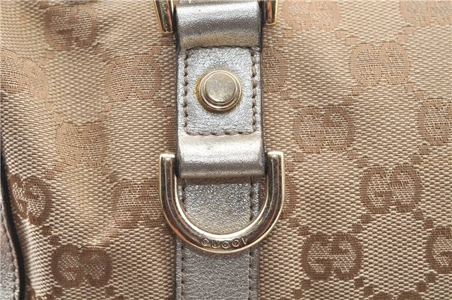 Authentic GUCCI Abbey Shoulder Hand Boston Bag GG Canvas Leather Beige J6416