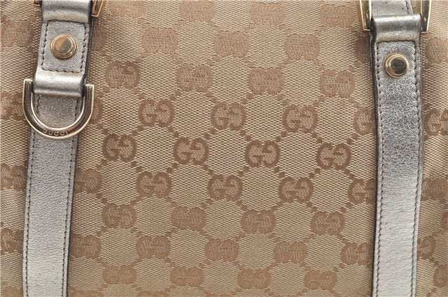 Authentic GUCCI Abbey Shoulder Hand Boston Bag GG Canvas Leather Beige J6416